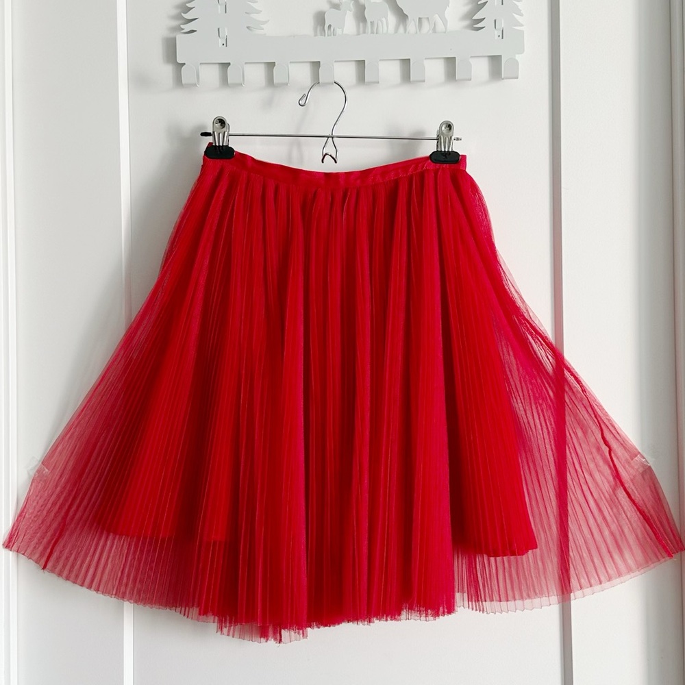 Italian Elegant Red Pleated Skirt